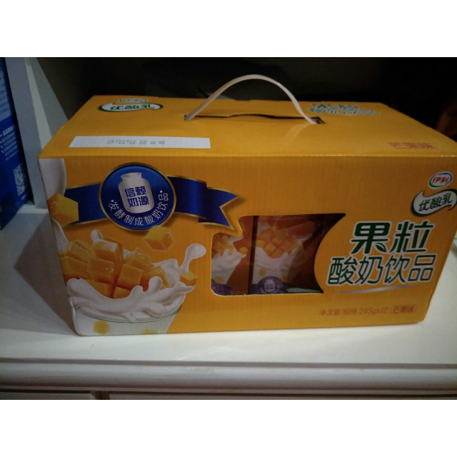 伊利果粒优酸乳芒果味酸奶牛奶饮品245g12盒箱