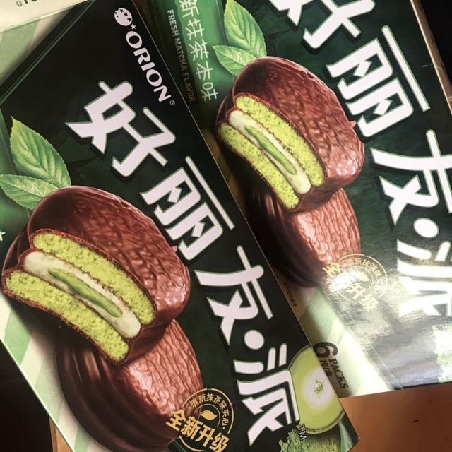 好丽友orion糕点巧克力派清新抹茶本味216g盒蛋糕礼盒新老包装交替