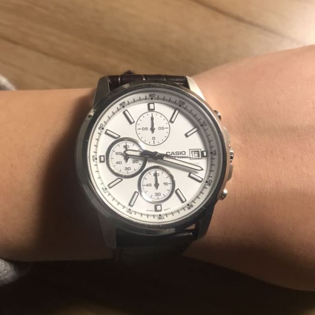 卡西欧(casio)手表男 大众指针三盘六针商务计时石英手表时尚腕表 mth