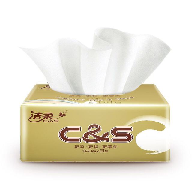 洁柔(c&s)抽纸 金尊系列 三层120抽*6包(s号)抽取式卫生纸巾 面纸餐巾
