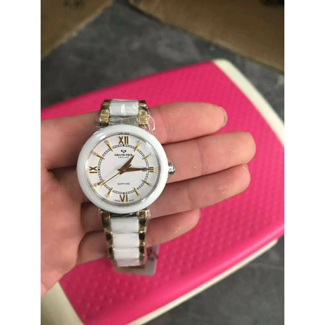 专柜同款瑞士进口格林grandprix手表女士陶瓷白色优雅精致石英女表