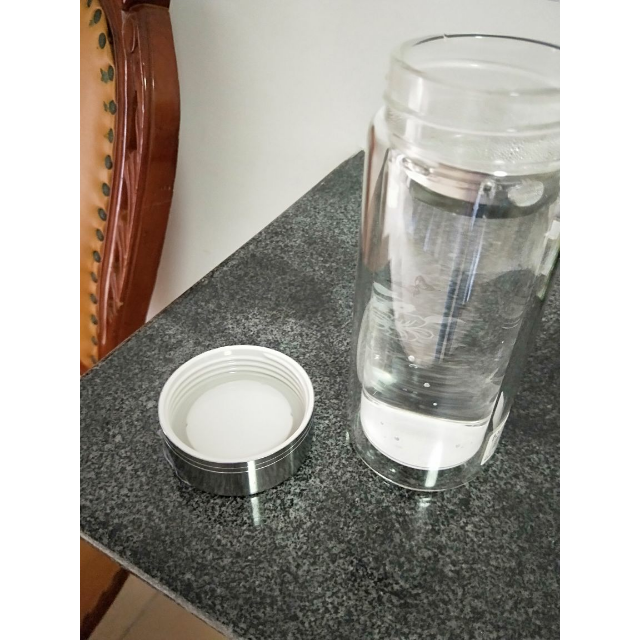 320ml健牌双层透明带滤网玻璃杯泡茶杯隔热带盖 水杯子商务杯高清大图