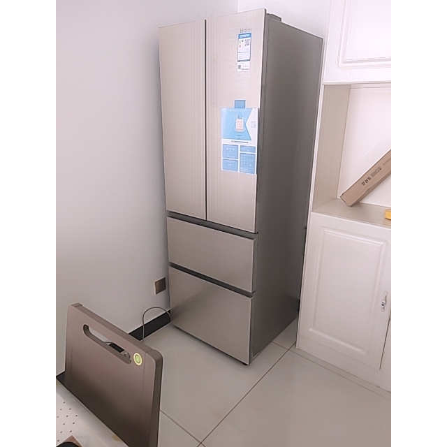 升变频一级能效智能杀菌彩晶玻璃面板家用对开门电冰箱海尔bcd331wdgq