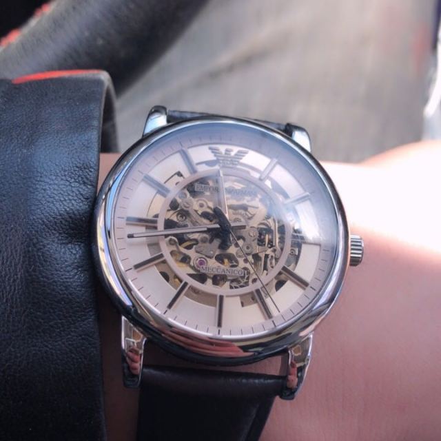 阿玛尼男士手表全自动机械表镂空男款ar1982