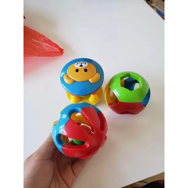 婴儿玩具叮当球三件套健身球宝宝益智手摇铃铛球手抓球012岁