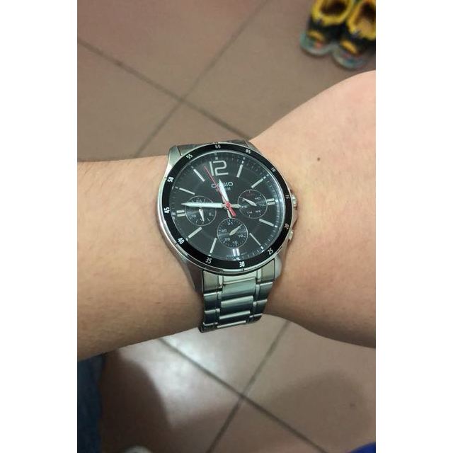 casio卡西欧指针系列商务钢带防水腕表石英表mtp-1374d-1a mtp-1374d