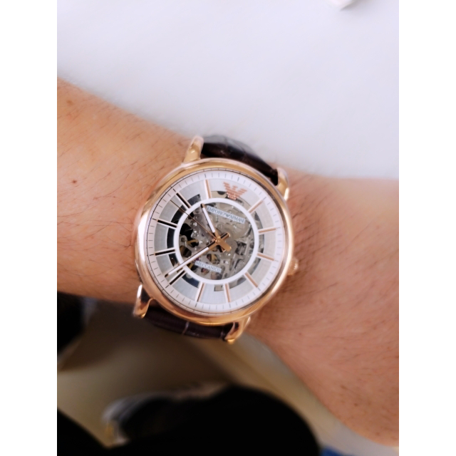 阿玛尼 (emporio armani)手表 ar1983 机械表 男士真皮表带时尚商务