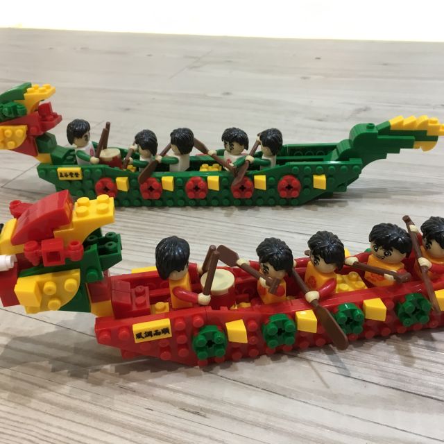 邦宝积木端午节礼品赛龙舟小颗粒益智拼装积木儿童玩具比赛船模型两只