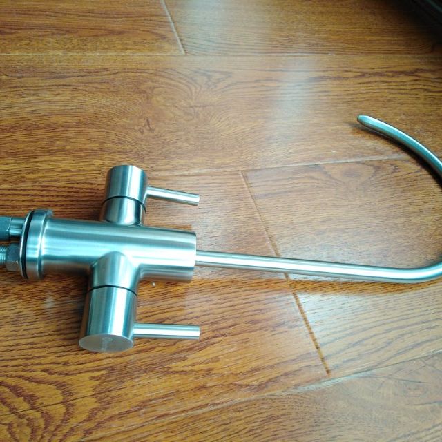 龙头双孔304不锈钢无铅直饮水龙头2分3分4分双通双水纯水机配件双开关