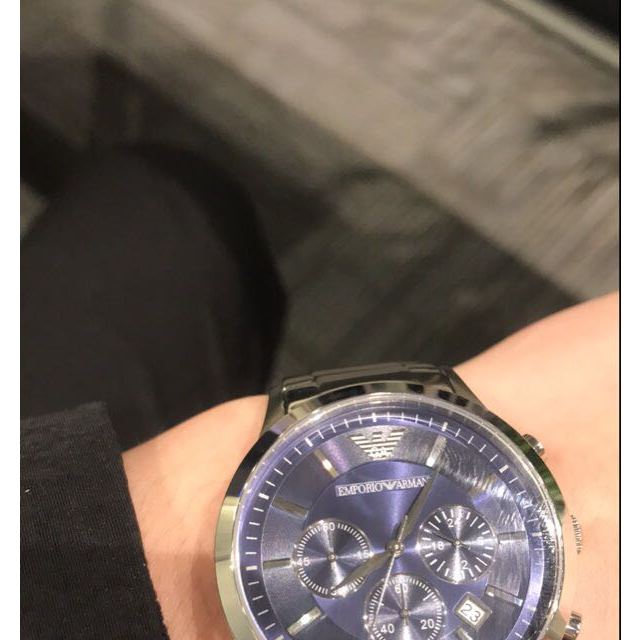 阿玛尼emporioarmaniar2448石英表男精钢表带商务手表简约大气男表