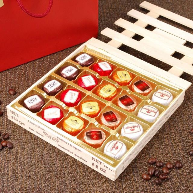 > 迪克多经典木盒酒心巧克力250g 比利时进口夹心巧克力情人节礼物