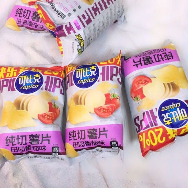 可比克膨化食品纯切薯片70g田园番茄味