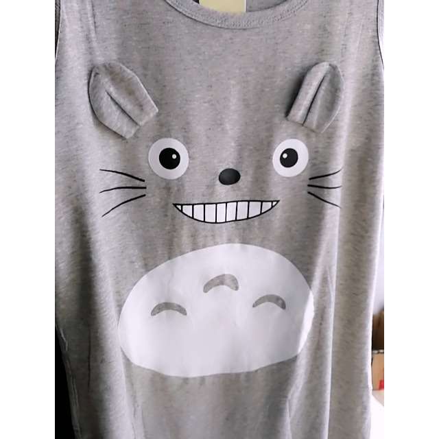 睡裙纯棉宽松韩版卡通学生中长款睡裙女士家居服 xl 龙猫灰色商品评价