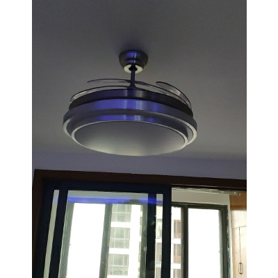 领王儿童房吊扇灯隐形 餐厅客厅风扇灯卡通海豚猫咪卧室带电风扇的