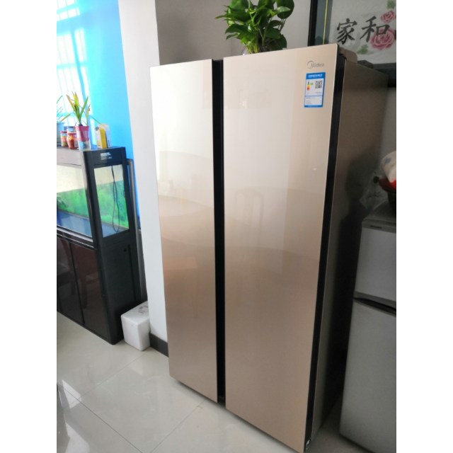 美的midea552升对开门冰箱变频静音风冷无霜双开门家用大容量爵士棕