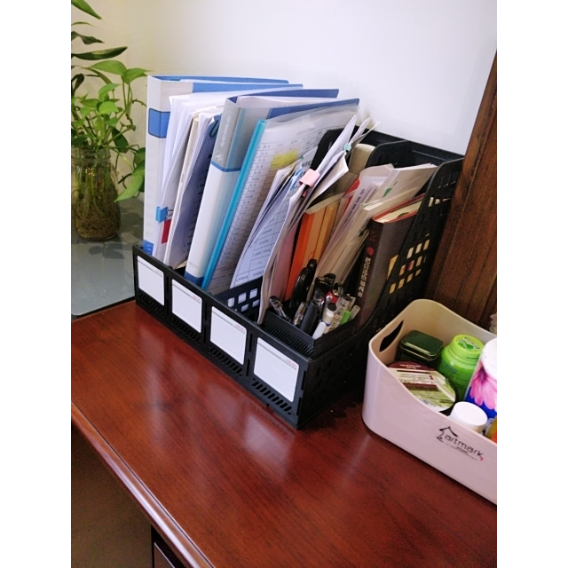 得力deli办公用品文件框四联文件座桌面资料架收纳加厚文件整理置物架