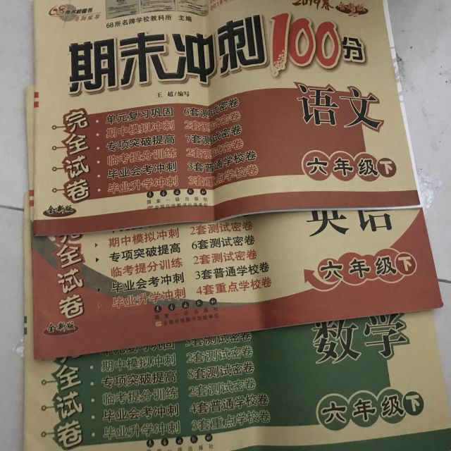 2020春期末冲刺100分六年级下册语文数学英语3本套装人教版全新版小学