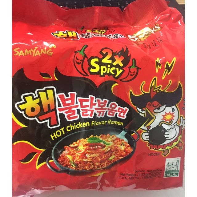 无辣不欢必吃款三养samyang双倍核弹辣火鸡面5连包700g袋干拌面泡面