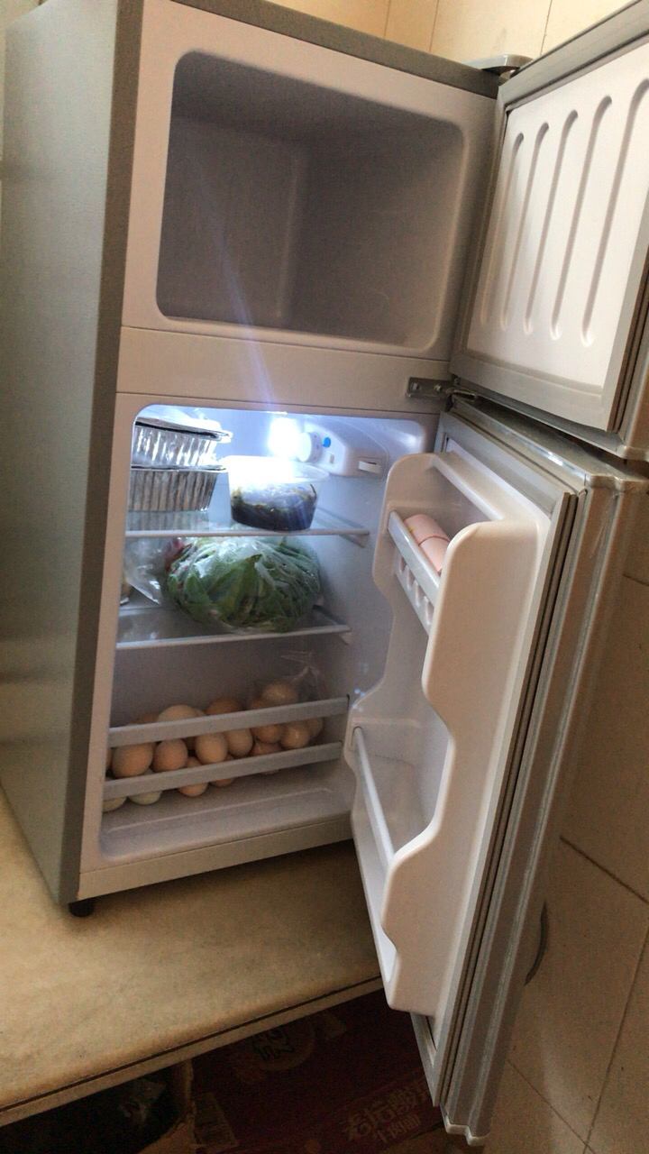 直冷双门小冰箱小型家用宿舍节能迷你冷藏冷冻电冰箱拉丝银多方达duo
