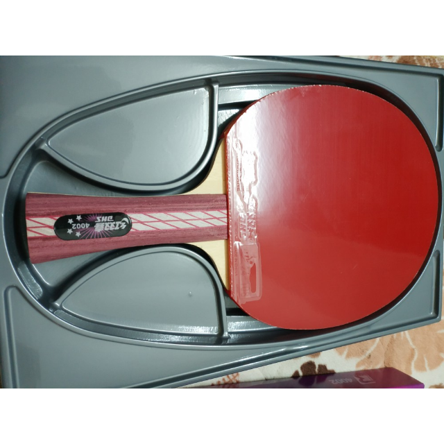 红双喜dhs乒乓球成品拍横拍双面反胶弧圈结合快攻4星r4002