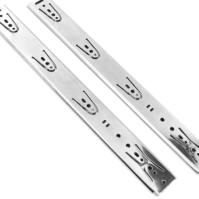 抽屉轨道滑轨滑道衣橱柜三节轨道导轨滑槽静音 钢色18寸柜子配件牌子