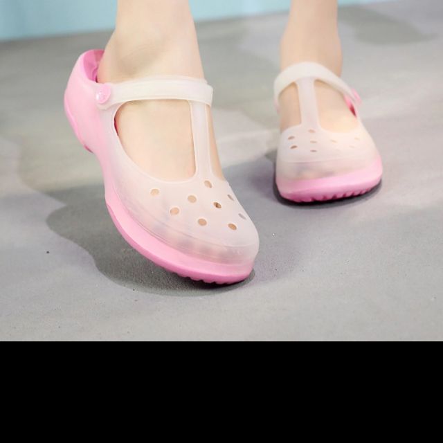 漂步变色果冻鞋713 浅粉 36码女士凉鞋快递收到了,鞋跟漂亮-苏宁易购