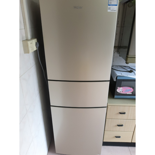 海尔haierbcd216wmpt冰箱三门风冷无霜216升家用电冰箱节能静音大容量