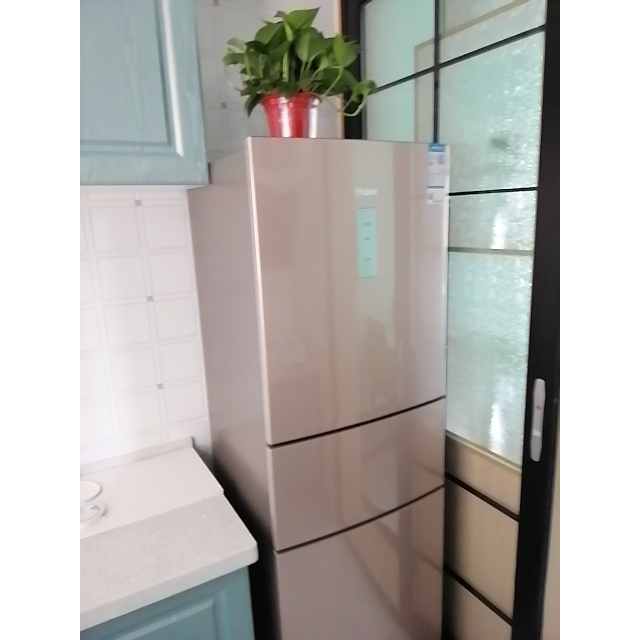 海尔haierbcd220wdvl220升三门无霜冰箱静谧金外观风冷无霜中门自由变