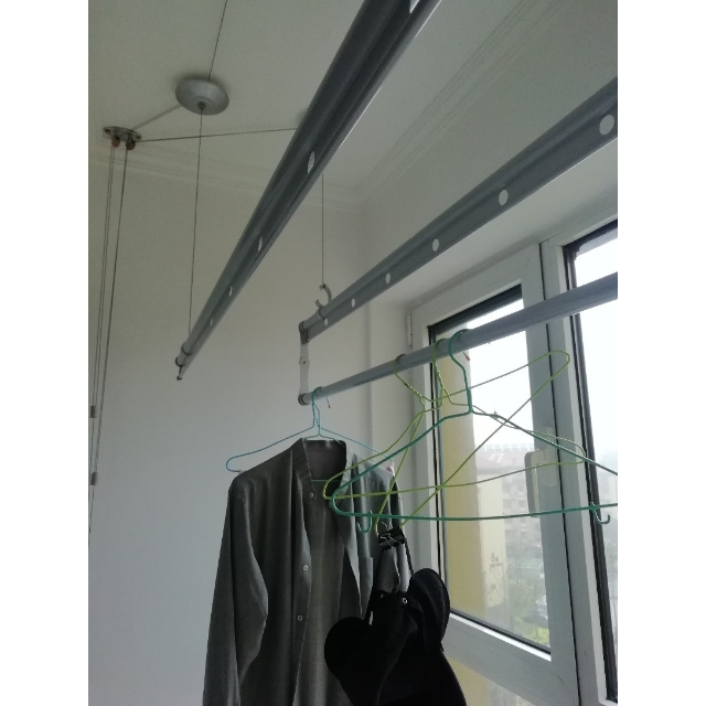 > 卡贝阳台晾衣架升降式晒袜子衣服架手摇晾衣杆室外双杆手动凉衣架