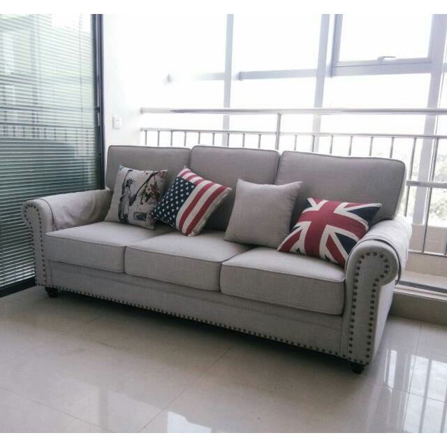 田园地中海沙发 单双三人小户型布艺沙发组合可拆洗高清大图|实物图