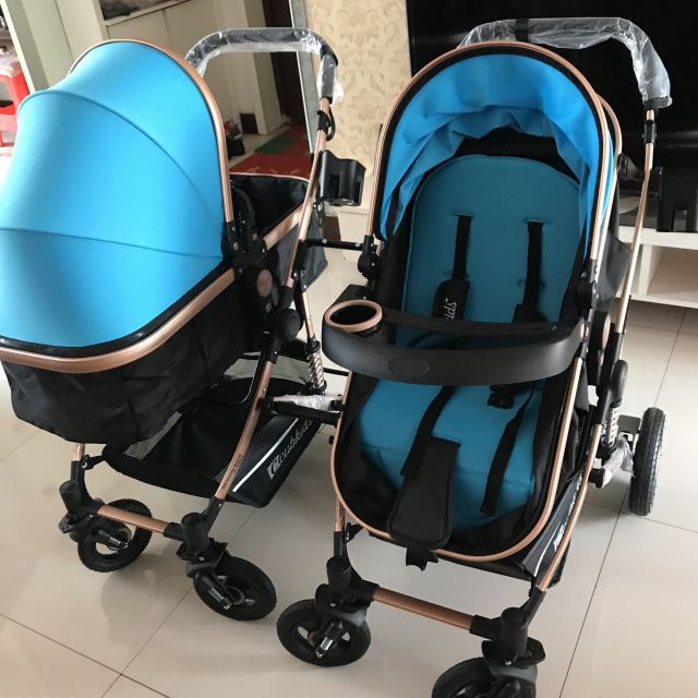 康乐宝双胞胎婴儿推车可坐可躺可拆分二胎双人婴儿车高景观轻便折叠