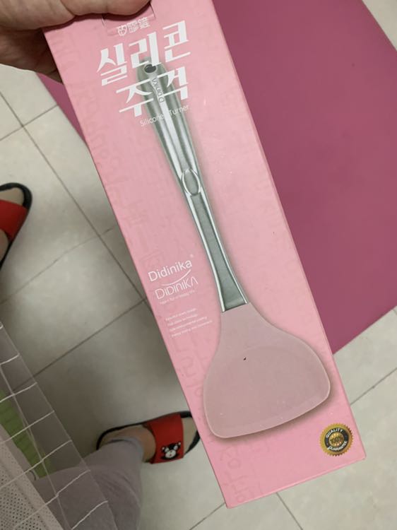 韩国didinika硅胶铲宽柄锅铲食品级硅胶不锈钢手柄 粉色晒单图