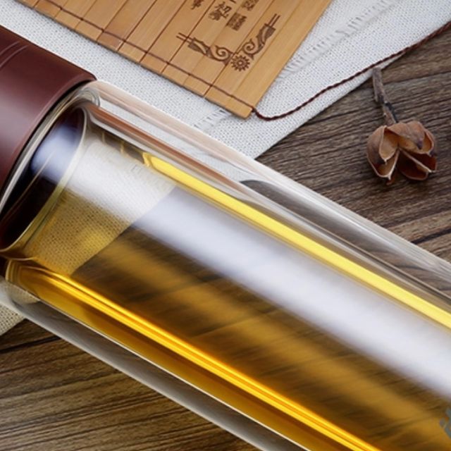 哈尔斯(haers) 双层创意 300ml功夫玻璃茶杯 商务男士办公泡茶水杯