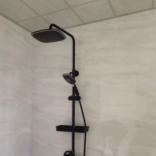 箭牌黑色淋浴花洒全铜家用挂墙式花洒套装b款四功能花洒