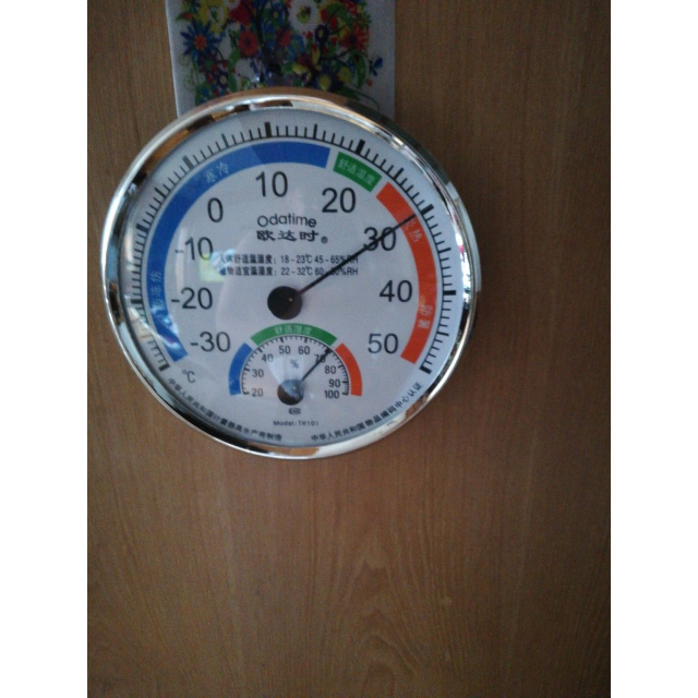 欧达时家用办公室室内温度计温湿度计新款家用th101大号银白色