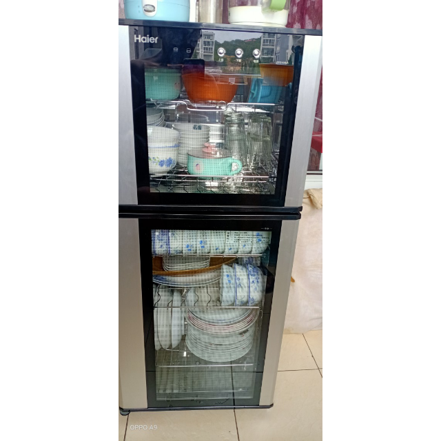 海尔haier立式消毒柜ztd100a家用100l大容量双层光波物理消毒碗柜红外