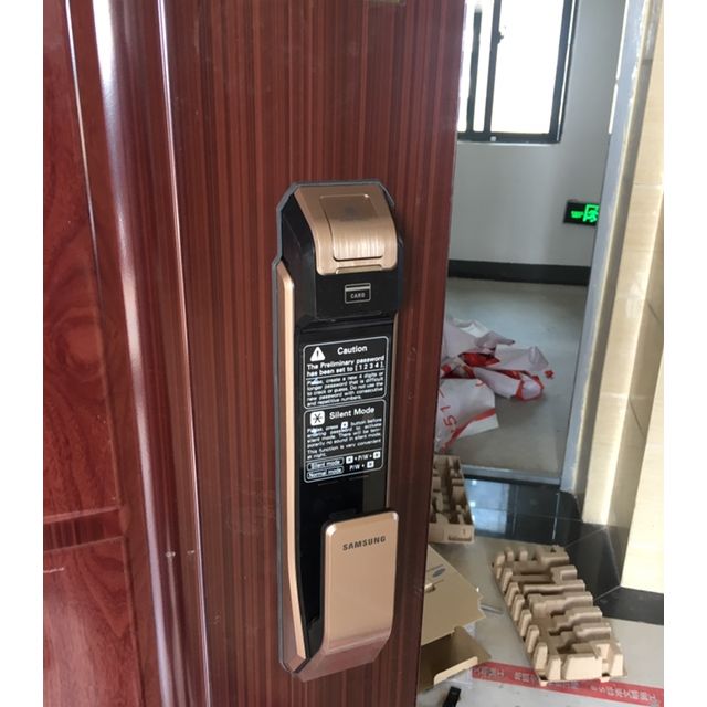 密码磁卡锁电子锁推拉开门shp-dp718(香槟金)推拉开门智能门锁三星的