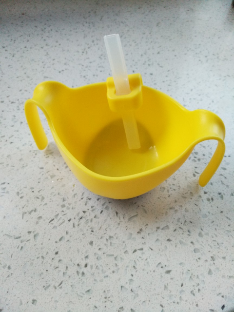 box儿童bbox三合一吸管碗宝宝零食碗 喝汤喝粥辅食餐具碗 黄灰色晒单