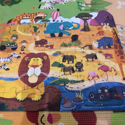 Joan Miro 美乐 拼图儿童纸质拼图宝宝3-6岁早教益智玩具动物拼图安全积木拼图50-100块 走进非洲晒单图