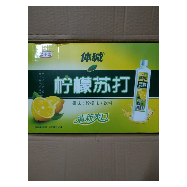 栗子园体碱柠檬苏打水饮料400ml24瓶弱碱性无汽果味饮品整箱装