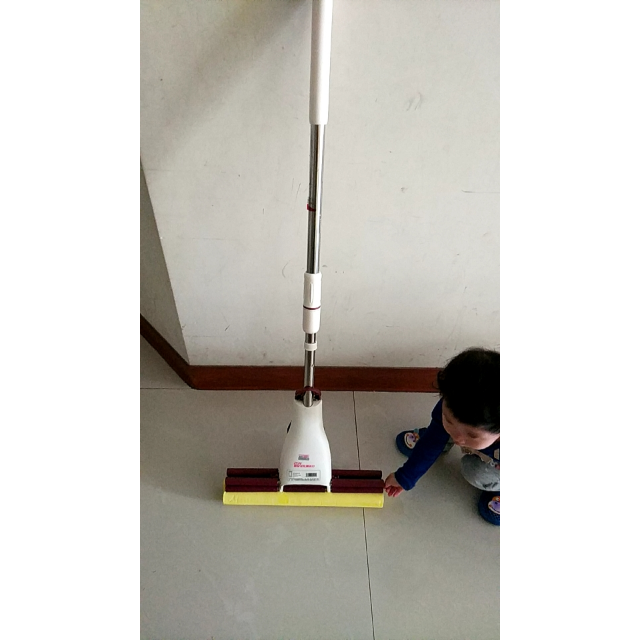 好媳妇u系列38cm大号胶棉拖把滚轮式吸水海绵拖把家用挤水地拖