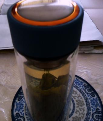 富光（FUGUANG）玻璃杯WFB1013-320 320ml格调男女士带茶隔 便携创意双层泡茶玻璃水杯 蓝色晒单图