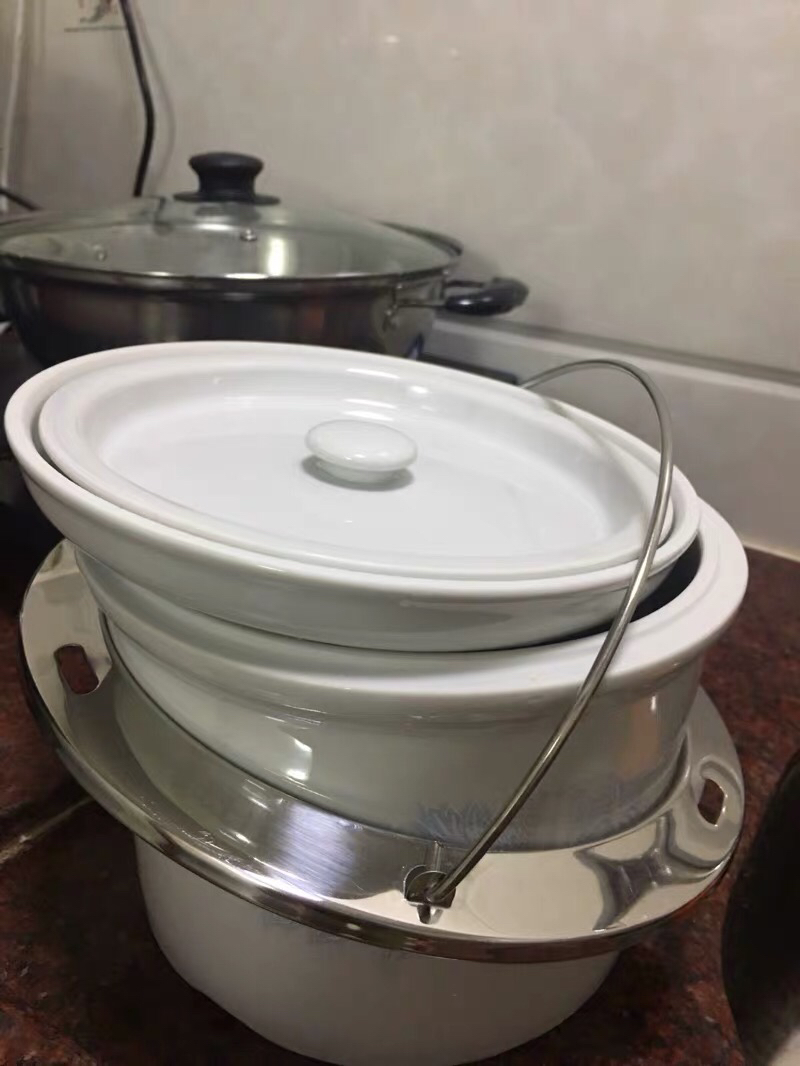 650电炖锅304不锈钢白陶瓷隔水炖盅汤锅炖煲汤粥锅煲(钢胆7升炖盅2