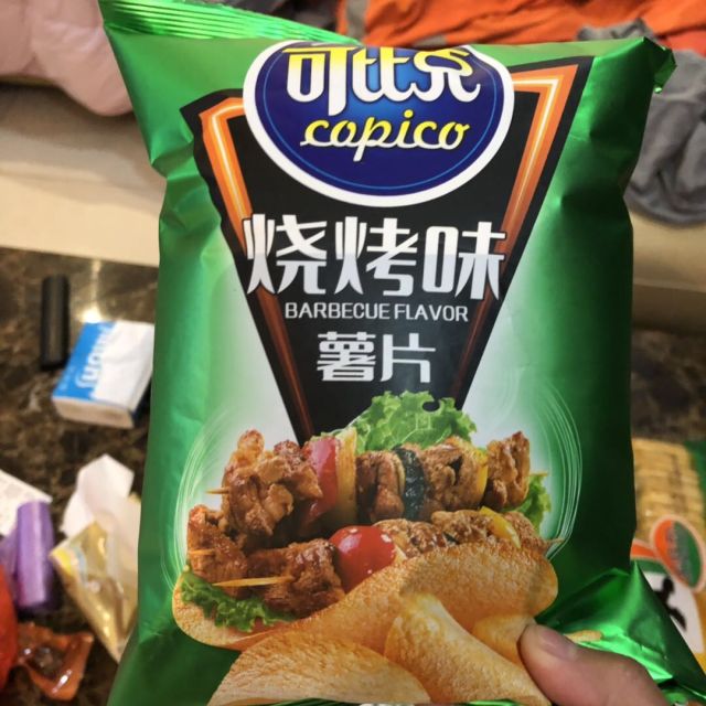 可比克膨化食品烧烤味薯片60g休闲零食