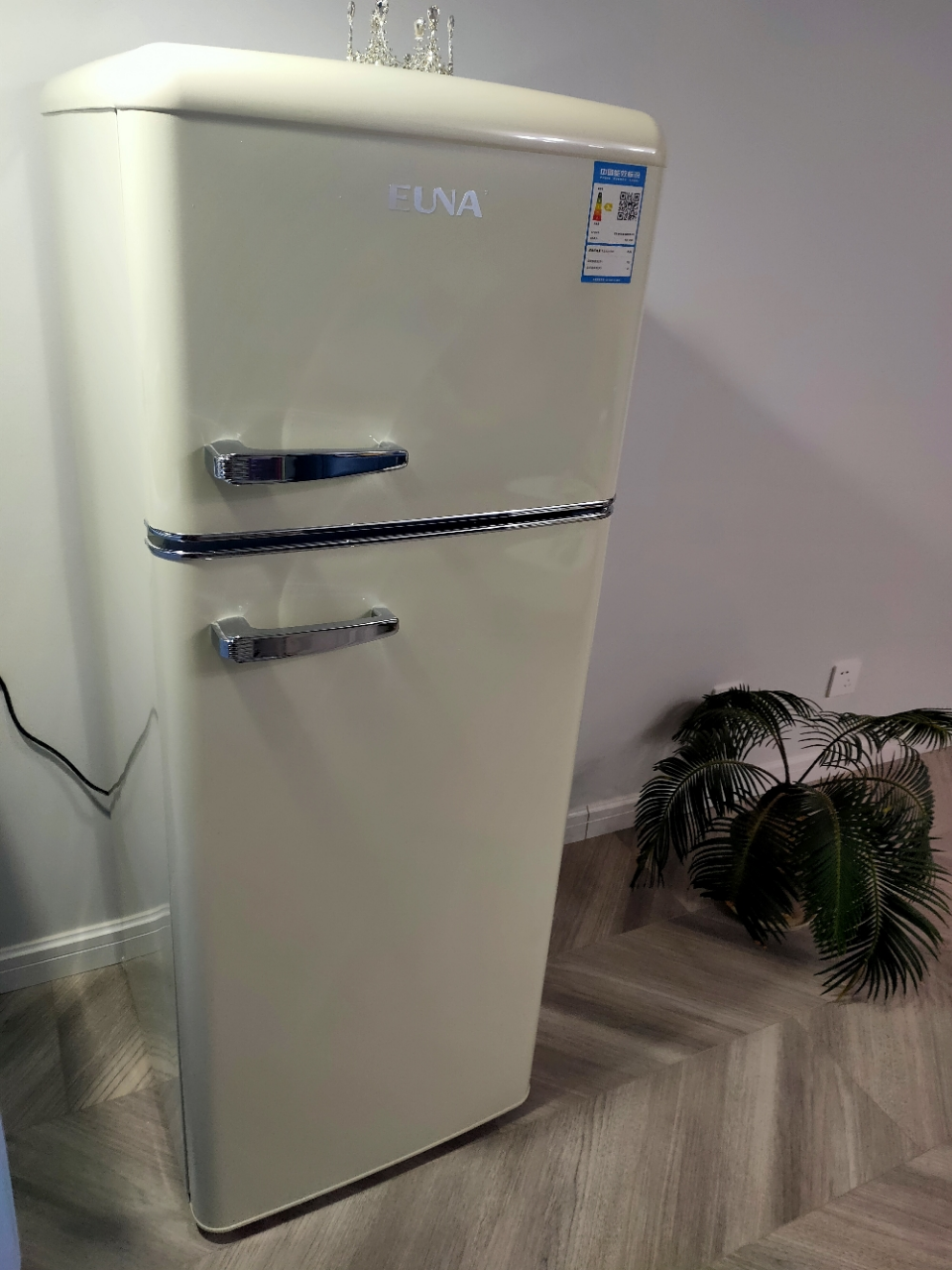 优诺(euna) 欧式彩色复古冰箱 双开门冷藏冷冻保鲜冰箱 节能静音办