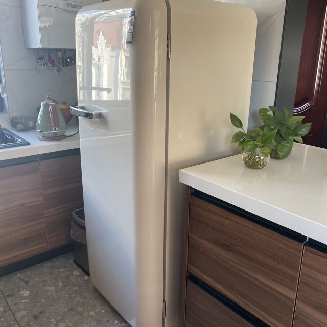 hck哈士奇bc-130gga复古冰箱单门冷藏冷冻冰箱 家用办公室酒店贵族冰