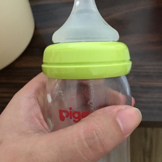 > 贝亲旗舰店 贝亲(pigeon)宽口径玻璃奶瓶160ml绿色aa72 ss号奶嘴