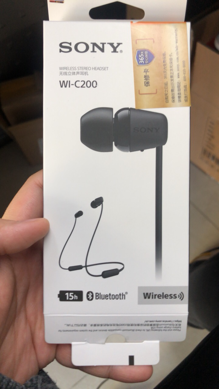 索尼(sony)wi-c200 无线入耳式立体声耳机 手机耳机 颈挂线控 黑色