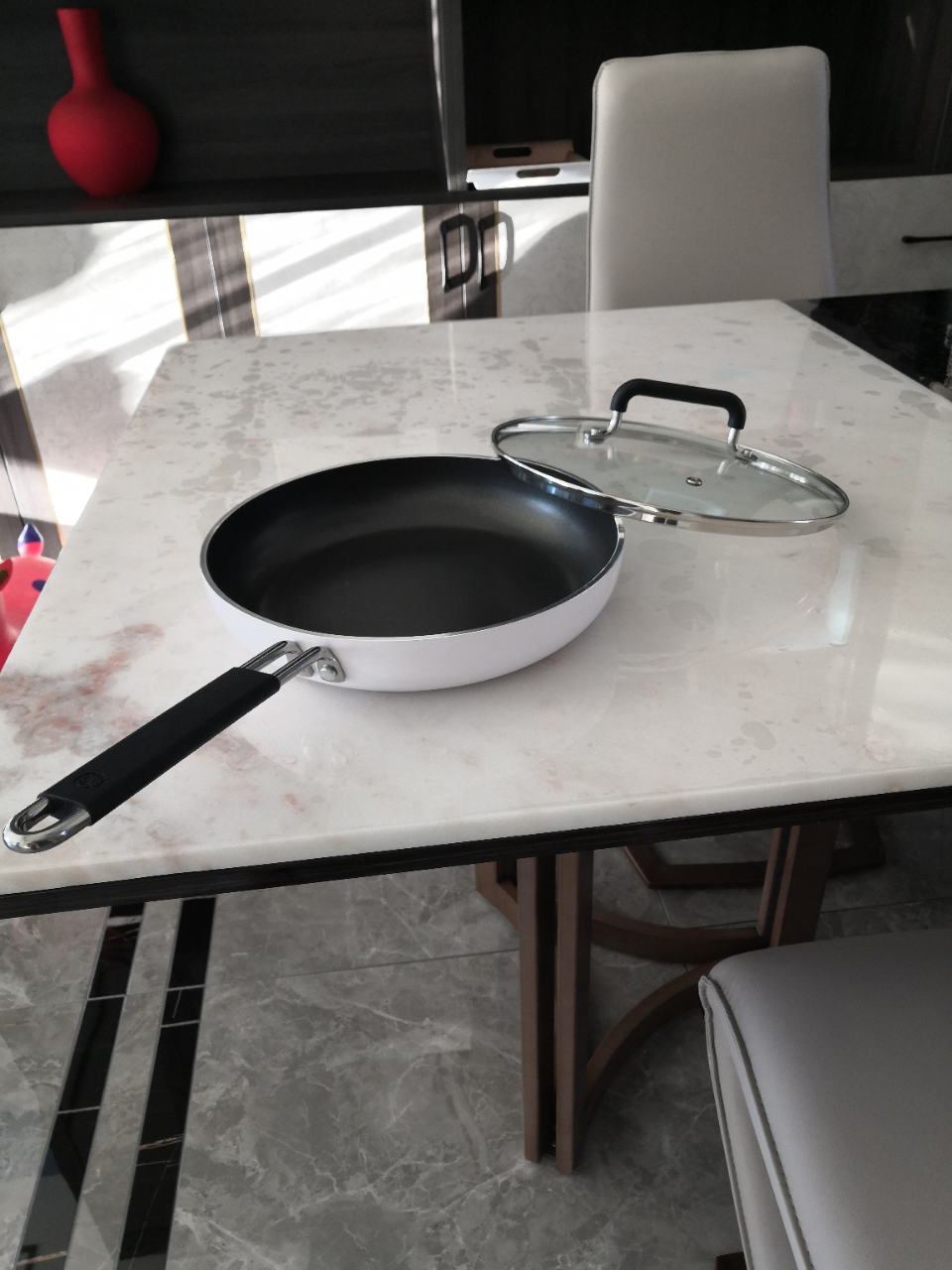 小米生态链知吾煮煎锅26cm平底煎牛排煎鸡蛋不粘易清洗白色简约明火