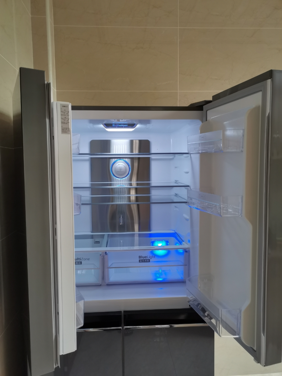 倍科(beko gne 0432 bg 432升大冰箱 十字对开门冰箱 变频压缩机风冷